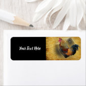 Mooie Rooster en Rustic Barn Chicken Coop Etiket (Insitu)