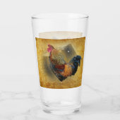 Mooie Rooster en Rustic Barn Chicken Coop Glas (Achterkant)