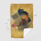 Mooie Rooster en Rustic Barn Chicken Coop Golfhanddoek (Insitu)