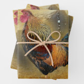 Mooie Rooster en Rustic Barn Chicken Coop Inpakpapier Vel (In situ)