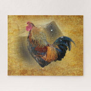 Mooie Rooster en Rustic Barn Chicken Coop Legpuzzel