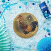 Mooie Rooster en Rustic Barn Chicken Coop Papieren Bordje (Feest)