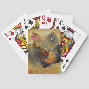 Mooie Rooster en Rustic Barn Chicken Coop Pokerkaarten