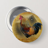 Mooie Rooster en Rustic Barn Chicken Coop Ronde Button 7,6 Cm (Voorkant /achterkant)