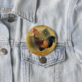 Mooie Rooster en Rustic Barn Chicken Coop Ronde Button 7,6 Cm (In situ)