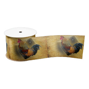 Mooie Rooster en Rustic Barn Chicken Coop Satijnen Lint