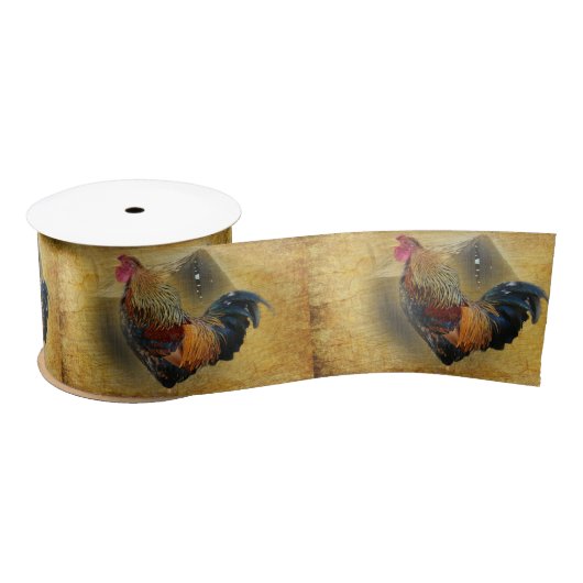 Mooie Rooster en Rustic Barn Chicken Coop Satijnen Lint (Spoel)