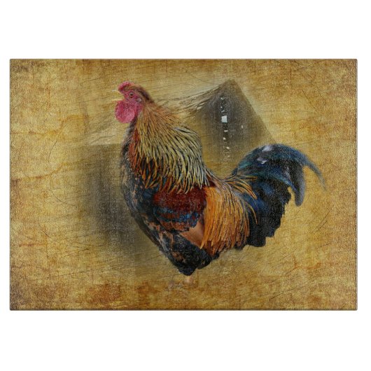 Mooie Rooster en Rustic Barn Chicken Coop Snijplank (Voorkant)