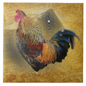 Mooie Rooster en Rustic Barn Chicken Coop Tegeltje (Voorkant)