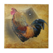 Mooie Rooster en Rustic Barn Chicken Coop Tegeltje (Voorkant)