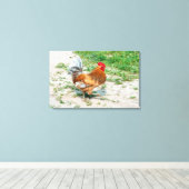 Mooie Rooster uit voor een Zomerwandeling Canvas Afdruk (Insitu (Houten vloer))