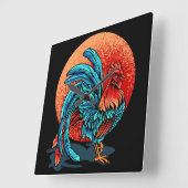 Mooie Rooster Vierkante Klok (Hoek)