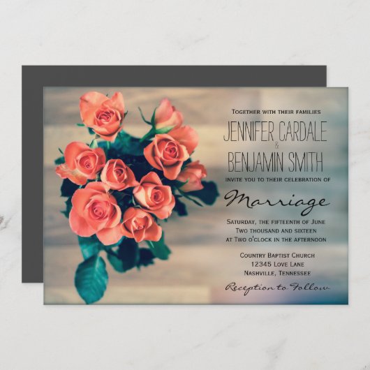 Mooie Rose Boeket Bloemen Huwelijksuitnodigingen Kaart (Voorkant / Achterkant)