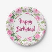 Mooie Roses Happy Birthday Papieren Bordje (Voorkant)