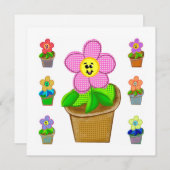 Mooie Rosy Posy Potted Flowers Kerstkaart (Voorkant / Achterkant)