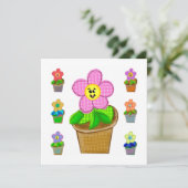 Mooie Rosy Posy Potted Flowers Kerstkaart (Staand voorkant)