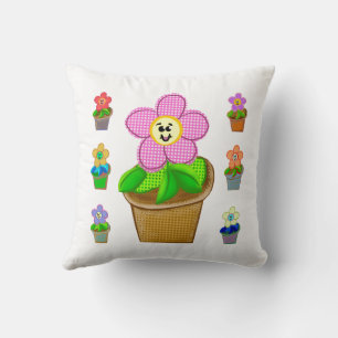 Mooie Rosy Posy Potted Flowers Vierkante Worp Kuss Kussen