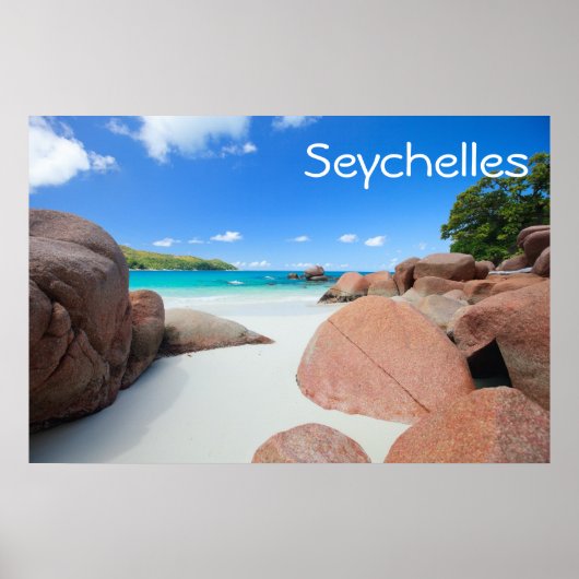 Mooie rotskust op de Seychellen Poster (Voorkant)