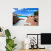 Mooie rotskust op de Seychellen Poster (Thuiskantoor)
