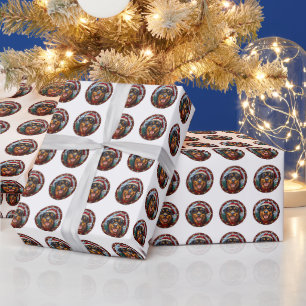 Mooie Rottweiler Hond Kerstpatroon Cadeaupapier