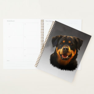 Mooie Rottweiler-hond Waterkleur Kunstportret Planner
