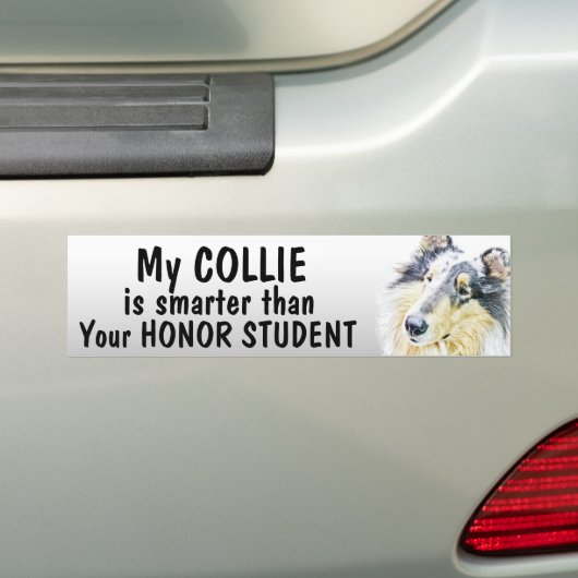 Mooie Rough Collie dog kunst Bumpersticker (Op auto)