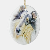 Mooie Rough Collie dog kunst Keramisch Ornament (Rechts)