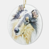 Mooie Rough Collie dog kunst Keramisch Ornament (Links)