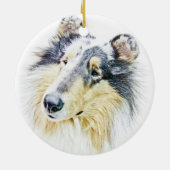 Mooie Rough Collie dog kunst Keramisch Ornament (Achterkant)
