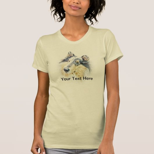 Mooie Rough Collie dog kunst T-shirt (Voorkant)