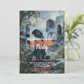 Mooie rouwende vrouw begraafplaats Halloween Party Kaart (Staand voorkant)