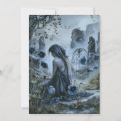 Mooie rouwende vrouw begraafplaats Halloween Party Kaart (Achterkant)