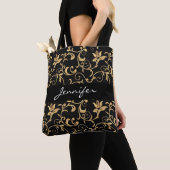 Mooie Royal Black en Gold Damask Tote Bag (Dichtbij)