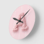 Mooie roze A monogram gehaakte letter boho Ronde Klok (Hoek)