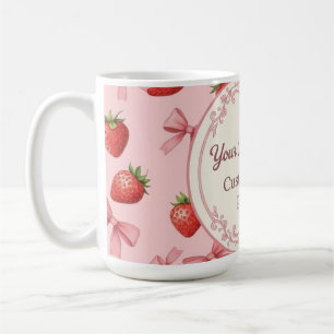 Mooie Roze Aardbei en Strikken Patroon Aangepaste Koffiemok
