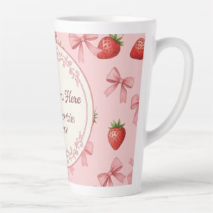 Mooie Roze Aardbei en Strikken Patroon Aangepaste Latte Mok