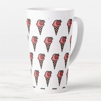 Mooie Roze Aardbei Ijs Aesthetisch Patroon Latte Mok