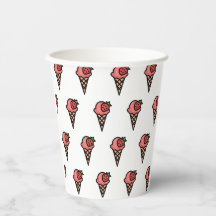 Mooie Roze Aardbei Ijs Aesthetisch Patroon