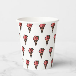 Mooie Roze Aardbei Ijs Aesthetisch Patroon Papieren Bekers