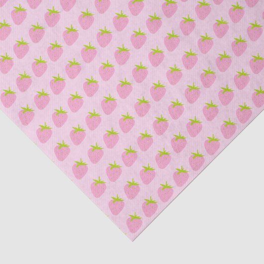 Mooie Roze Aardbeien Patroon Tissuepapier (Detail)
