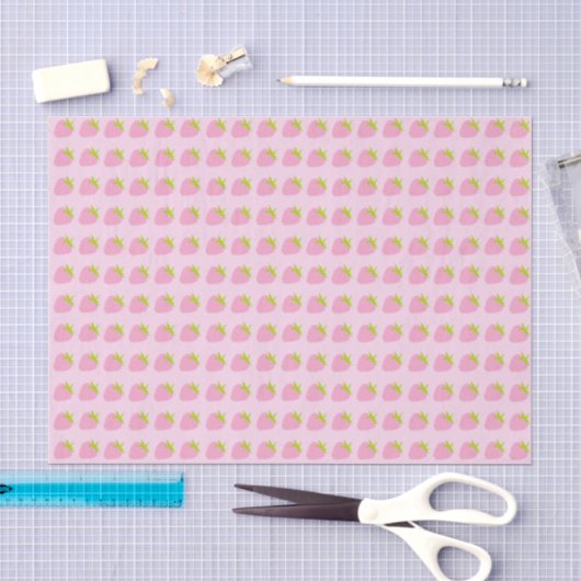 Mooie Roze Aardbeien Patroon Tissuepapier (Craft)