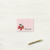 Mooie Roze Aardbeien & Strepen Herinnering Post-it® Notes (Op bureau)