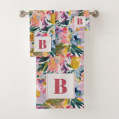 Mooie roze Abstracte botanische monogram Bad Handdoek (Insitu)