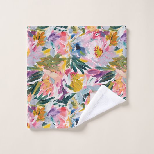 Mooie roze Abstracte botanische monogram Bad Handdoek (Wasdoekje)