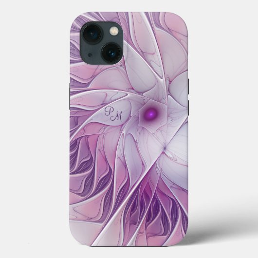 Mooie roze Abstracte fractale Initialen Case-Mate iPhone Case (Achterkant)