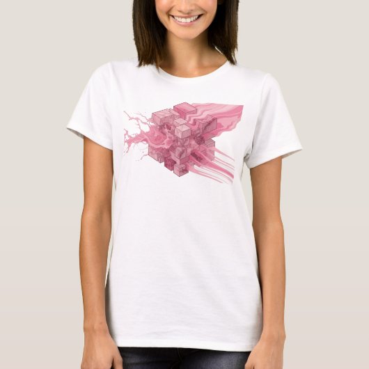 Mooie Roze Abstracte Kubussen Custom Creatie T-shirt (Voorkant)