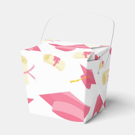Mooie Roze Afstudeerhoed en Diploma's Bedankdoosjes (Voorkant Zijde)