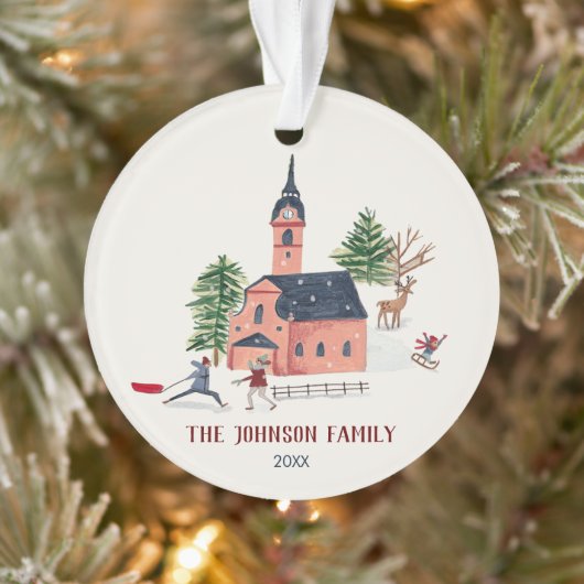 Mooie roze Alpen skihut winterpret kerst Ornament (Boom)