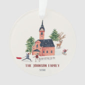 Mooie roze Alpen skihut winterpret kerst Ornament (voorkant)