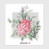 Mooie  roze anjer | Zilver BG Sticker (Vel)
